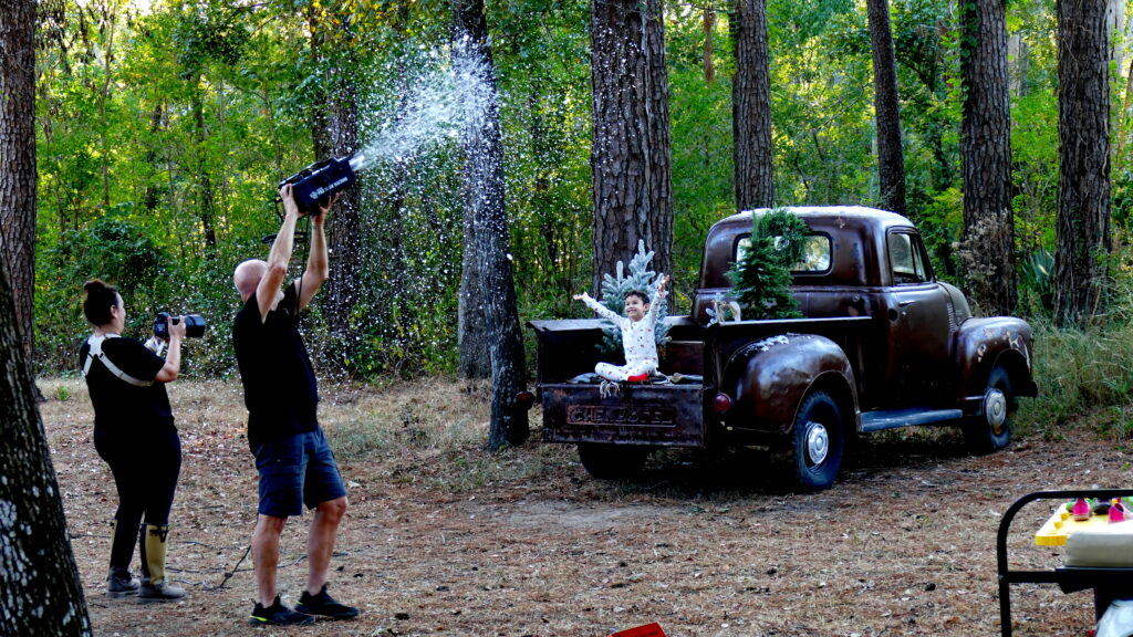 Christmas Mini's with snow and 1954 pickup truck